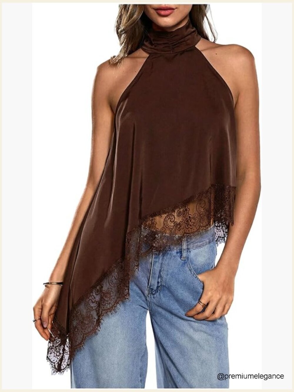 Halter Neck Sleeveless Lace Tank Top Summer Going Out